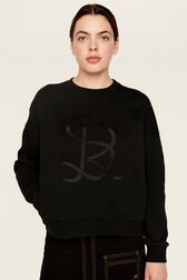 Women Plain Crewneck Sweater Black details view 5
