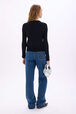 Black viscose cardigan Black back worn view