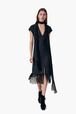Fringed dress with scarf Night blue front worn view