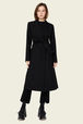 Women Long Black Wool Blend Coat Black details view 1