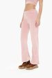 Women Velvet Flare Pants Pink front worn view