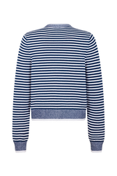Cardigan marinière en coton mélangée Raye blanc / bleu vue de dos