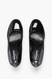 Black Patent Leather Pumps With Rhinestone Heels Black details view 4