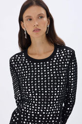 Studded dress in asymmetrical jersey Black details view 2