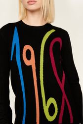 Women 1968 Print Intarsia Sweater Black details view 3