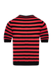 Sweater manches courtes Poor Boy rayé femme Raye noir/corail vue de dos