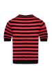 Women Poor Boy Striped Short Sleeve Sweater Striped black/coral back view