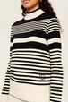 Pull col montant rayé femme Raye noir/blanc vue de détail 2