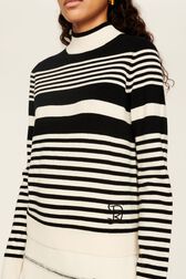 Pull col montant rayé femme Raye noir/blanc vue de détail 2