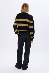 RYKIEL wool and lurex sweater Striped black/gold back worn view