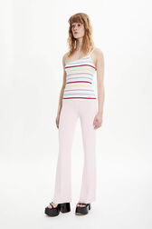 Women Multicolor Striped Asymmetrical Tank Top Multico white striped details view 1