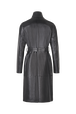Manteau long col montant en cuir noir Noir vue de dos