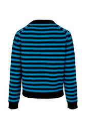 Pullover Big Poor Boy rayé femme Raye noir/bleu de prusse vue de dos