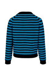 Women Big Poor Boy Striped Sweater Striped black/pruss.blue back view