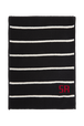 Two-Colour Wool Knit Long Scarf Black/white front view