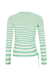 Pull rayé col asymétrique à manches longues Rayures anis/blanc vue de dos