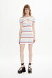 Robe courte picots rayé multicolore femme Multico raye blanc vue portée de face