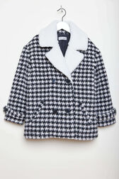 Caban avec col fille motif pied de poule Noir vue de face