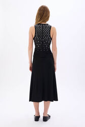 Asymmetrical skirt in jersey with studs Black back worn view