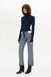 Baroque Print Close-Fit Velvet Top Blue details view 1