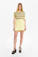 Women Cotton Shorts Baby yellow front worn view