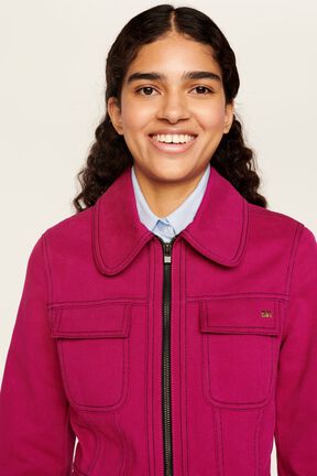 Veste en jean fushia femme Fuchsia vue de détail 1