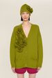 Women Flowers Cardigan Pistachio front worn view
