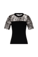 T-shirt en dentelle Noir vue de face