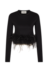 Long-sleeved jersey top Black front view