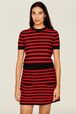 Women Big Poor Boy Striped A-line Skirt Black/red details view 1