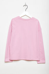 Long-Sleeved Oversized Printed Girl T-shirt Pink back view