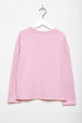 Long-Sleeved Oversized Printed Girl T-shirt Pink back view