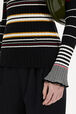 Striped Wool Knit Crew-Neck Sweater Black/ecru details view 2