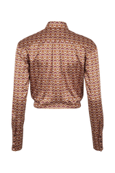 Vintage Papyrus Print Satin Shirt Pink back view