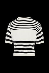 Women Striped Short Sleeve Sweater Black/white back view