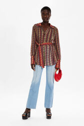 Women Polka Dot Print Shirt Multico crea front worn view