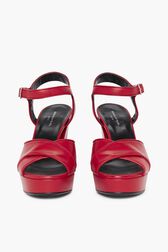 Mrs Rykiel Leather Sandals Red front worn view