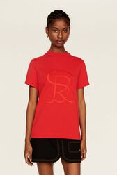 T-shirt jersey de coton femme Rouge vue portée de face