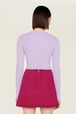Mini Skirt Tailored Denim Fuchsia Fuchsia back worn view