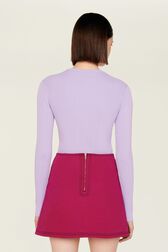 Mini Skirt Tailored Denim Fuchsia Fuchsia back worn view