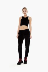 Women Velvet Jogging Pants Black details view 1