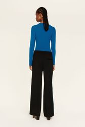 Women Two-Tone Pants Black back worn view