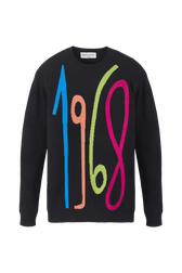 Women 1968 Print Intarsia Sweater Black front view