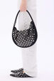Medium Domino bag in leather and studs Black back worn view