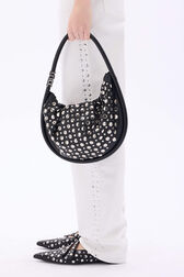 Medium Domino bag in leather and studs Black back worn view