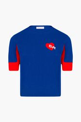 Heart Short Sleeve Sweater Baby blue front view