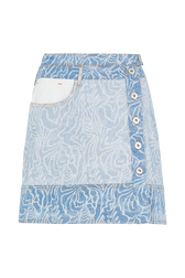 Zebra denim mini skirt Blue front view