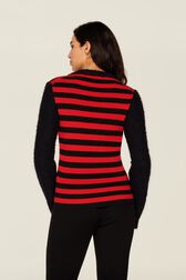 Pullover Jane Birkin femme Raye noir/rouge vue de détail 4