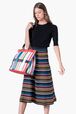 Multicolored Striped Long Skirt Multico front worn view