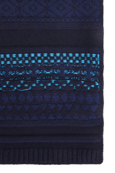 Fair Isle Print Wool Knit Long Scarf Blue back view